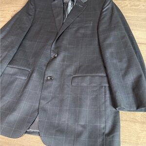 Calvin Klein Men’s 100% Wool 2 Button Plaid Fashion Blazer Gray 42L